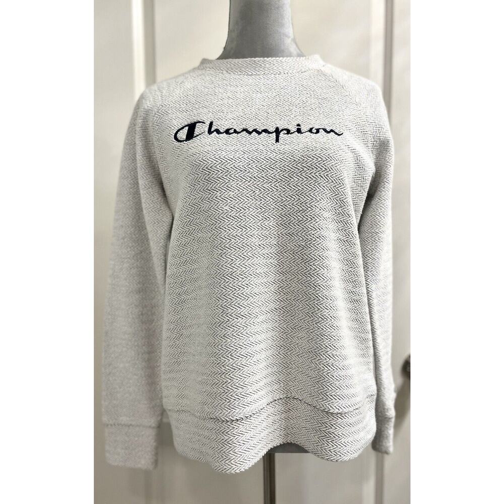 Champion Light Gray Textured Crew Neck Sweater